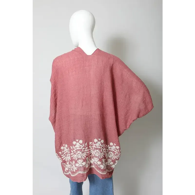 Floral Embroidered Stitch Kimono