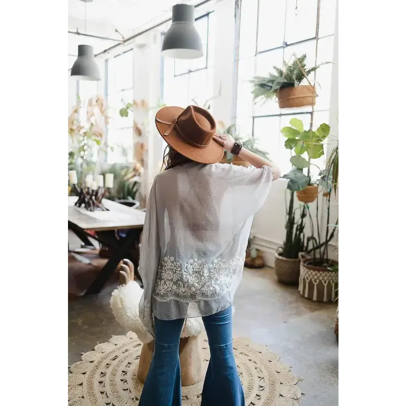 Floral Embroidered Stitch Kimono