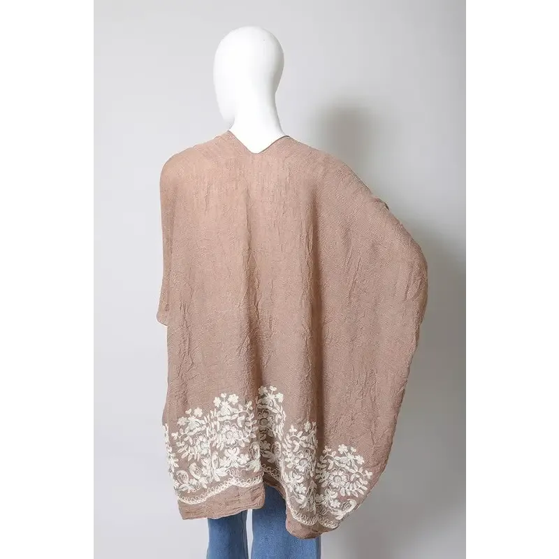 Floral Embroidered Stitch Kimono