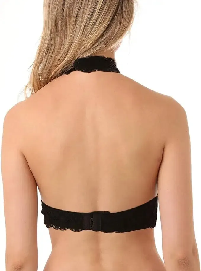 FLORAL LACE HALTER BRALETTE TOP