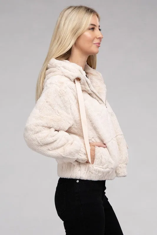 Fluffy Zip-Up Teddy Jacket
