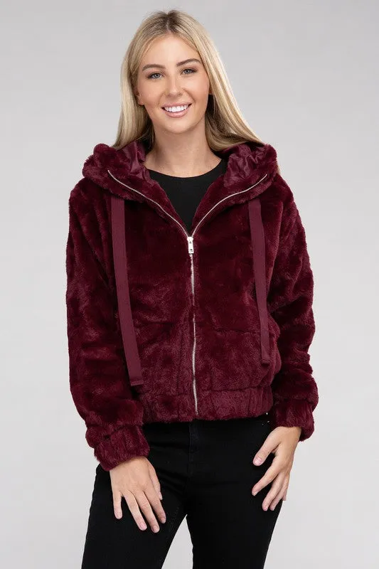Fluffy Zip-Up Teddy Jacket