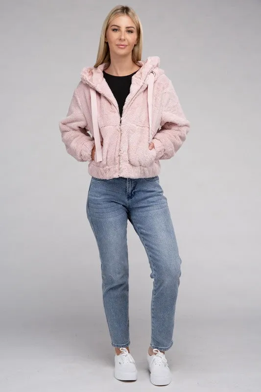 Fluffy Zip-Up Teddy Jacket