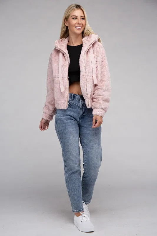 Fluffy Zip-Up Teddy Jacket