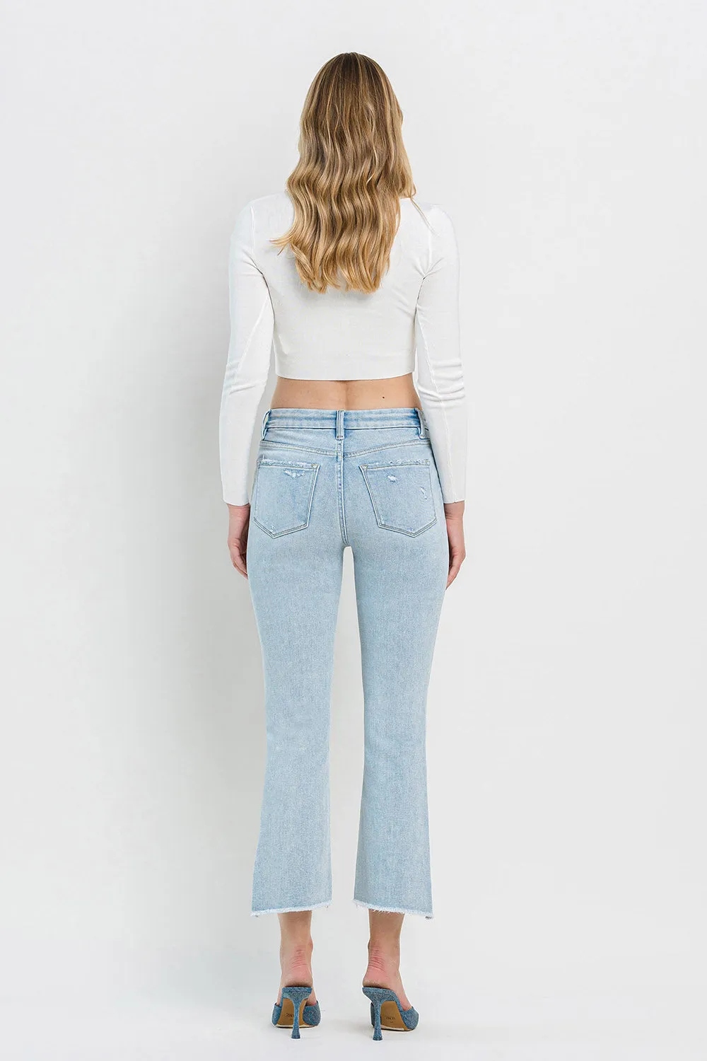 Flying Monkey High Rise Slant Cropped Flare with Step Hem