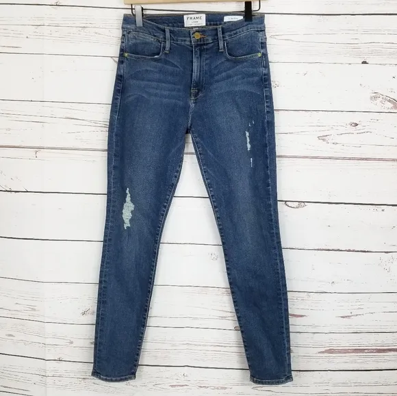 FRAME | Distressed Le High Skinny Jeans