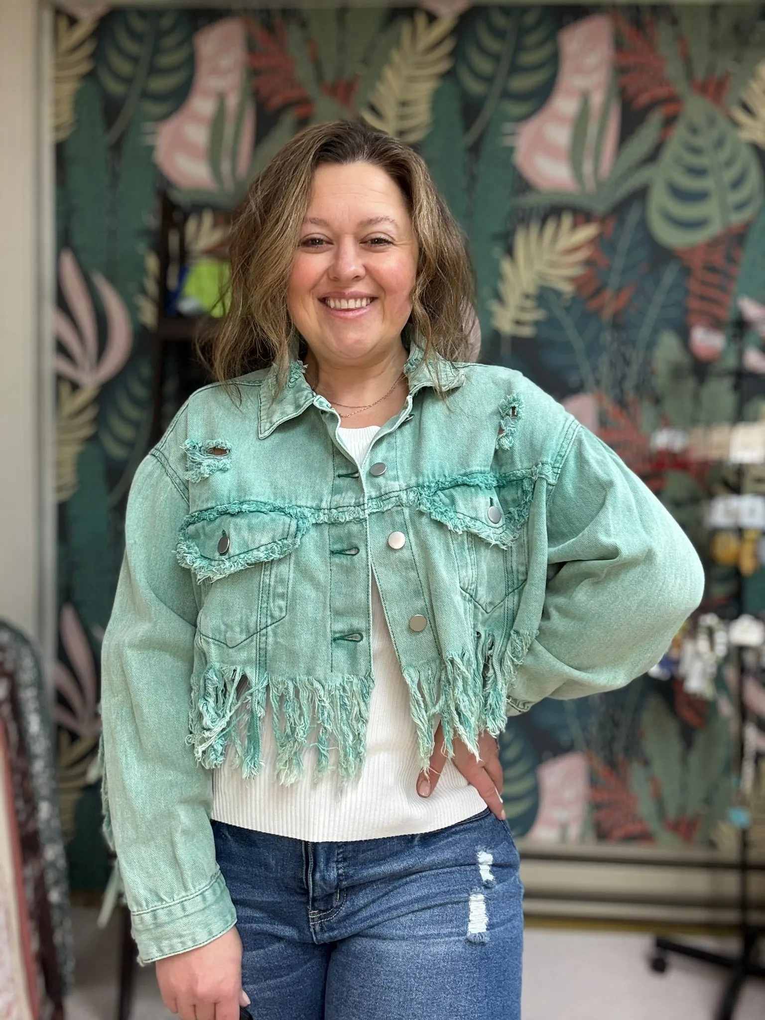 Fray Denim Crop Jacket