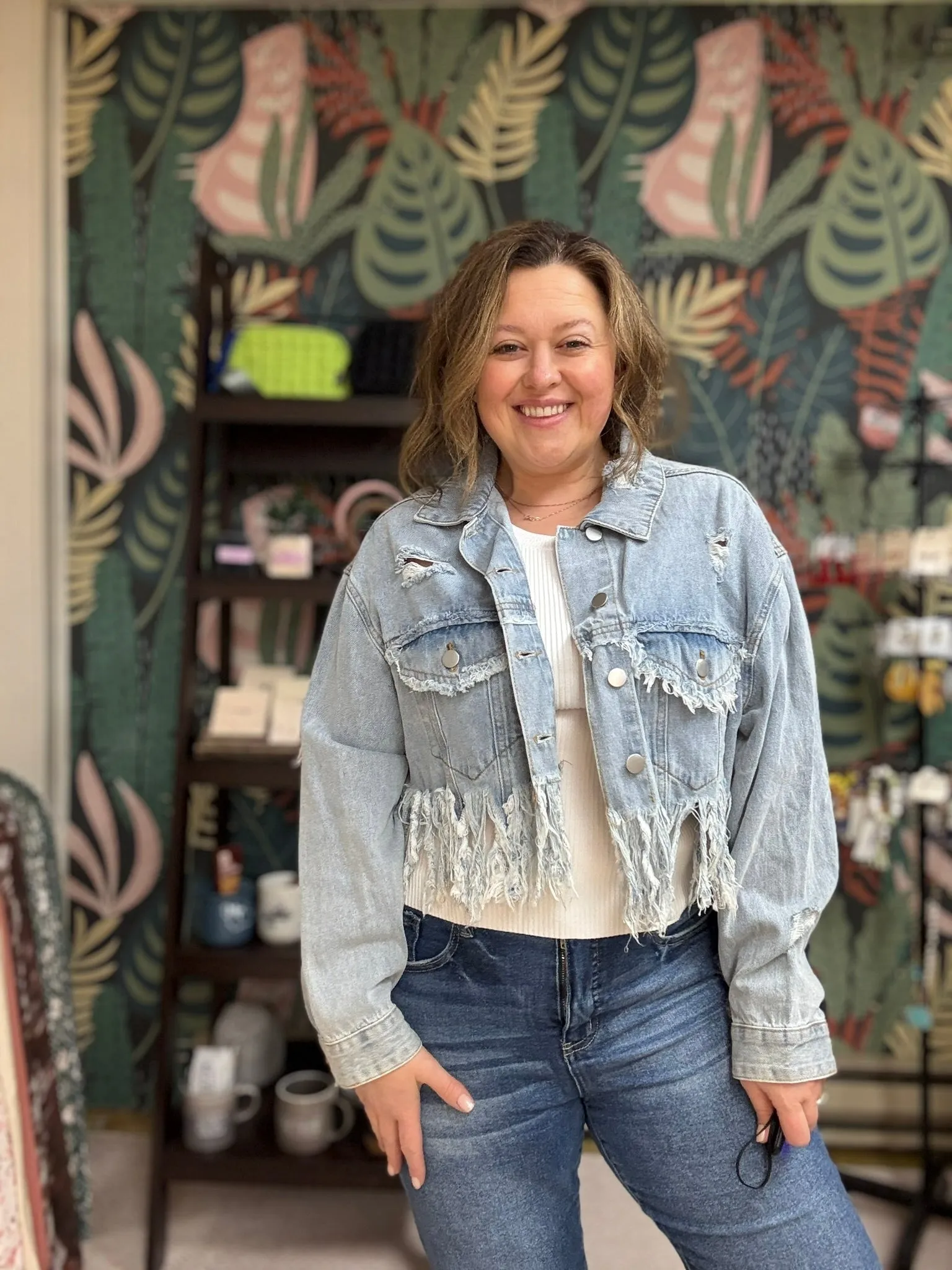 Fray Denim Crop Jacket