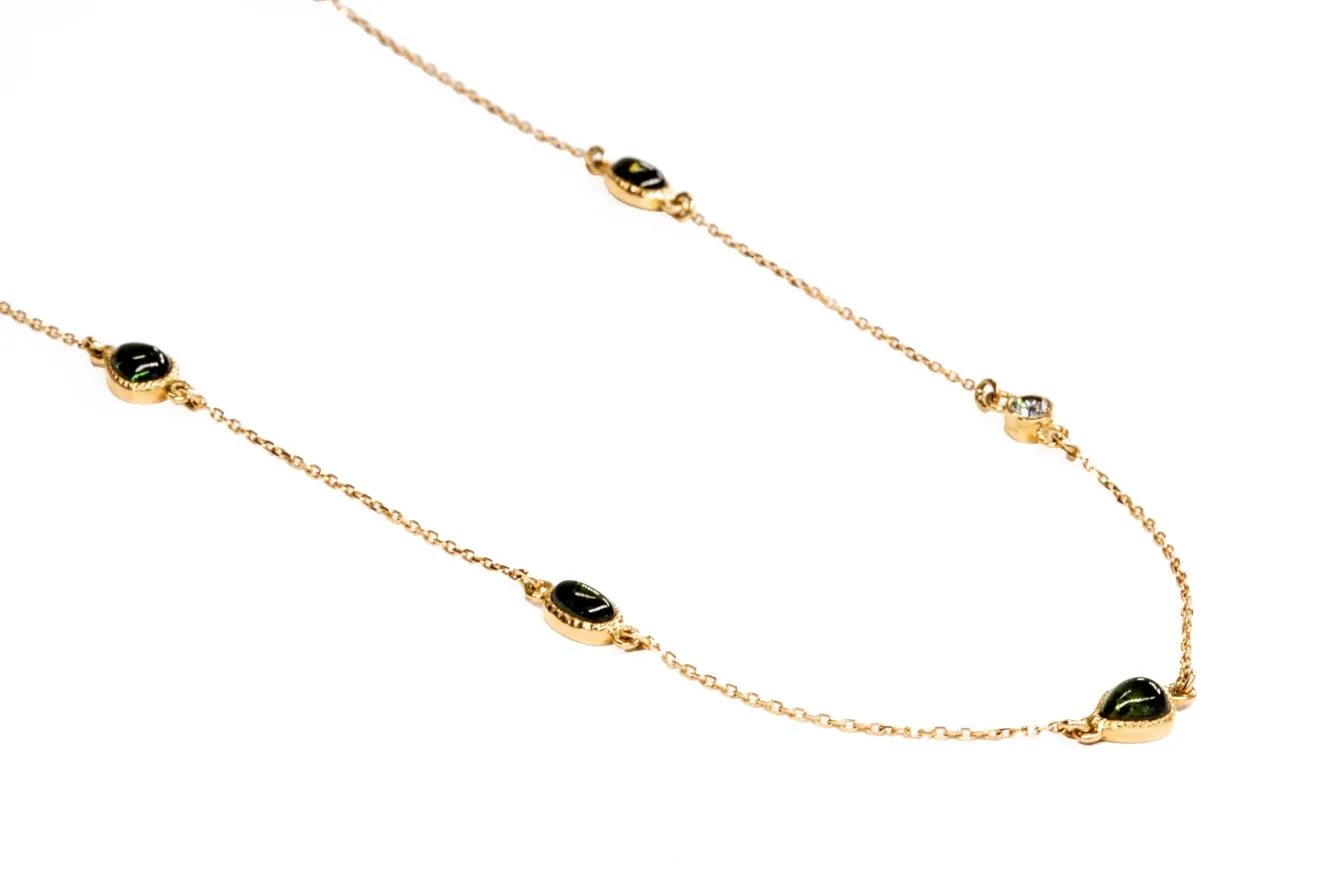 Freestyle Necklace with Green Oval-Pear Tourmalines