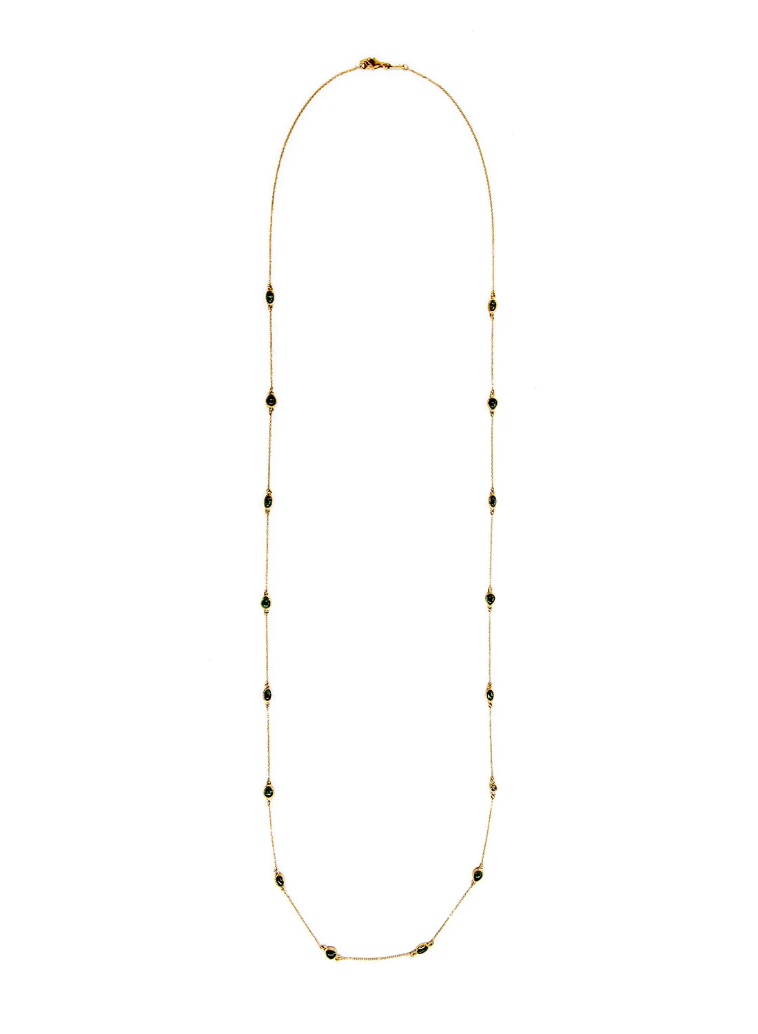 Freestyle Necklace with Green Oval-Pear Tourmalines