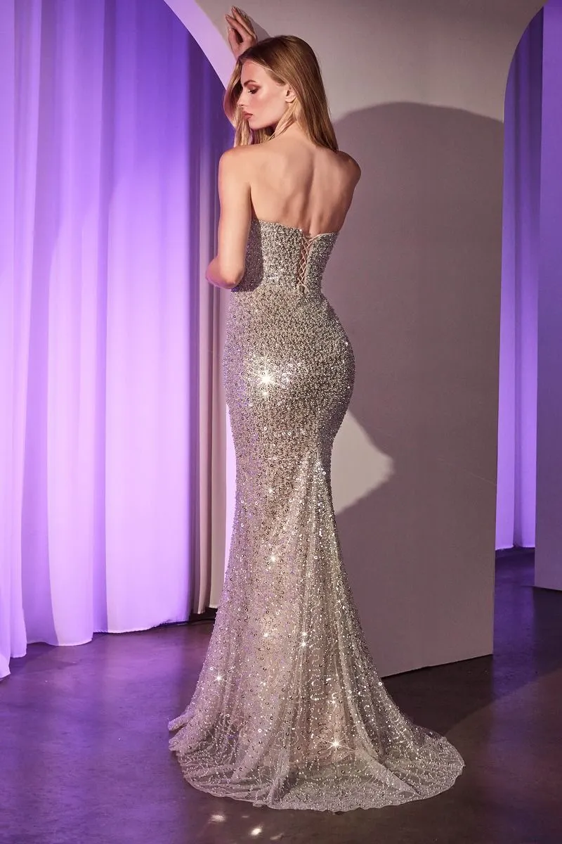 Fully Beaded Strapless Gown (CC385)