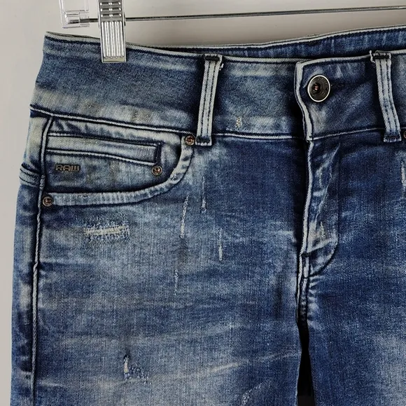 G Star RAW Jeans Womens 29x32 Midge Zip Mid Rise Skinny Distressed Denim