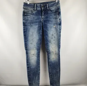G Star RAW Jeans Womens 29x32 Midge Zip Mid Rise Skinny Distressed Denim