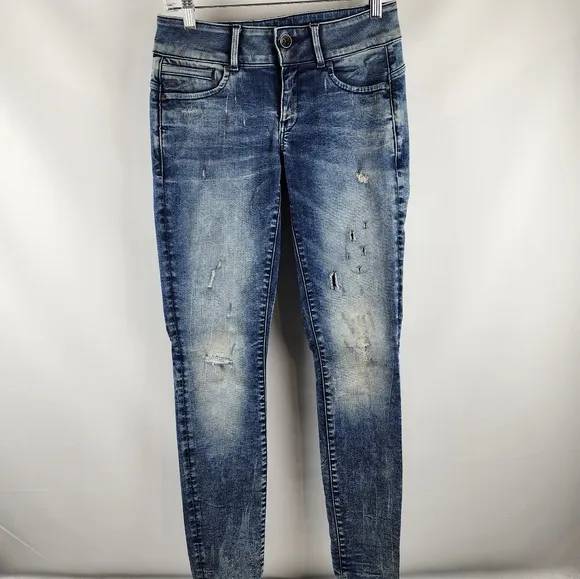 G Star RAW Jeans Womens 29x32 Midge Zip Mid Rise Skinny Distressed Denim