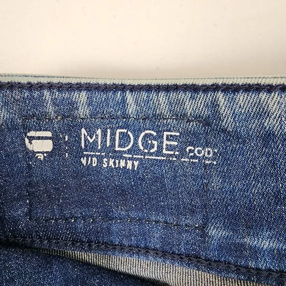G Star RAW Jeans Womens 29x32 Midge Zip Mid Rise Skinny Distressed Denim
