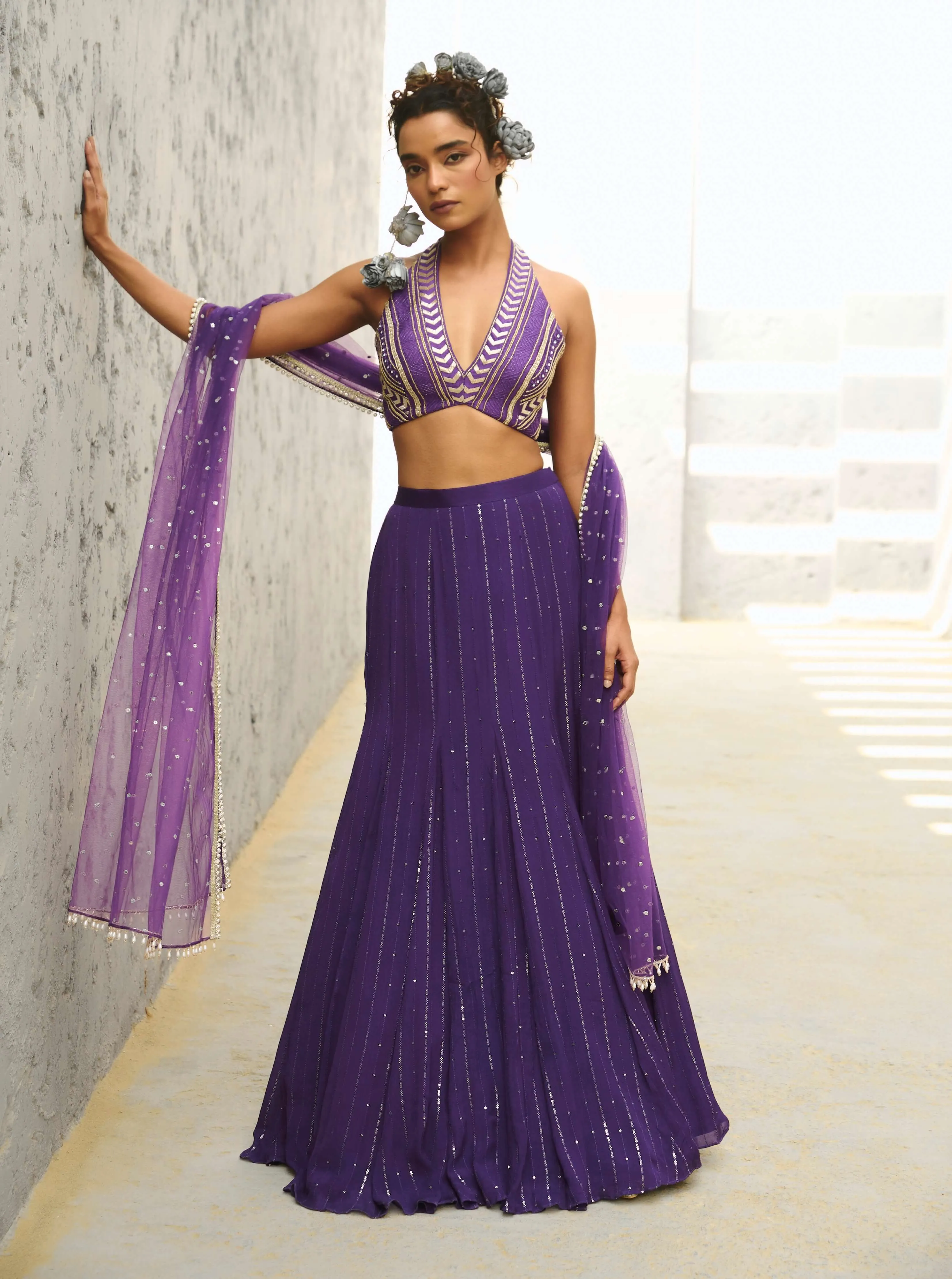 Galaxy purple mermaid skirt set