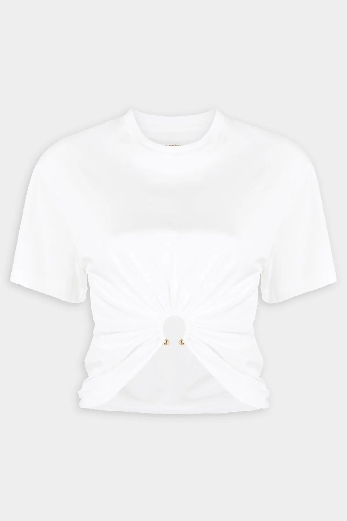 Gathered Cotton T-Shirt in White