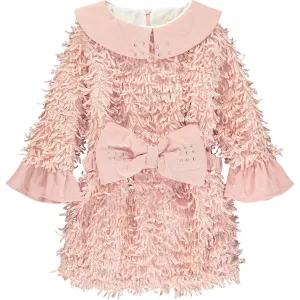 Girls Pink dress Velvet Trims