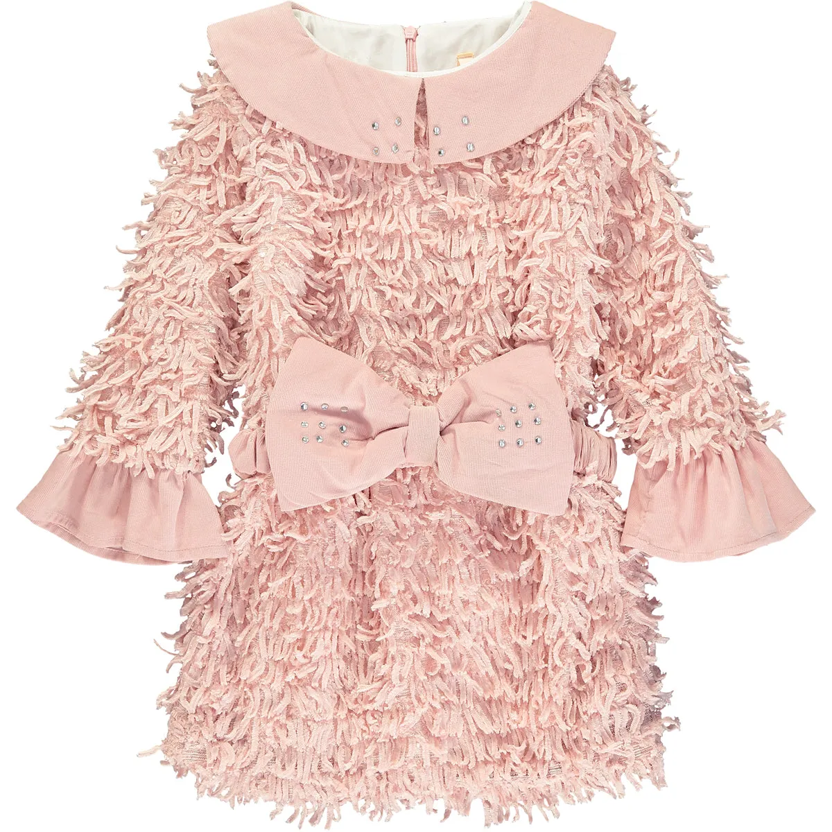 Girls Pink dress Velvet Trims