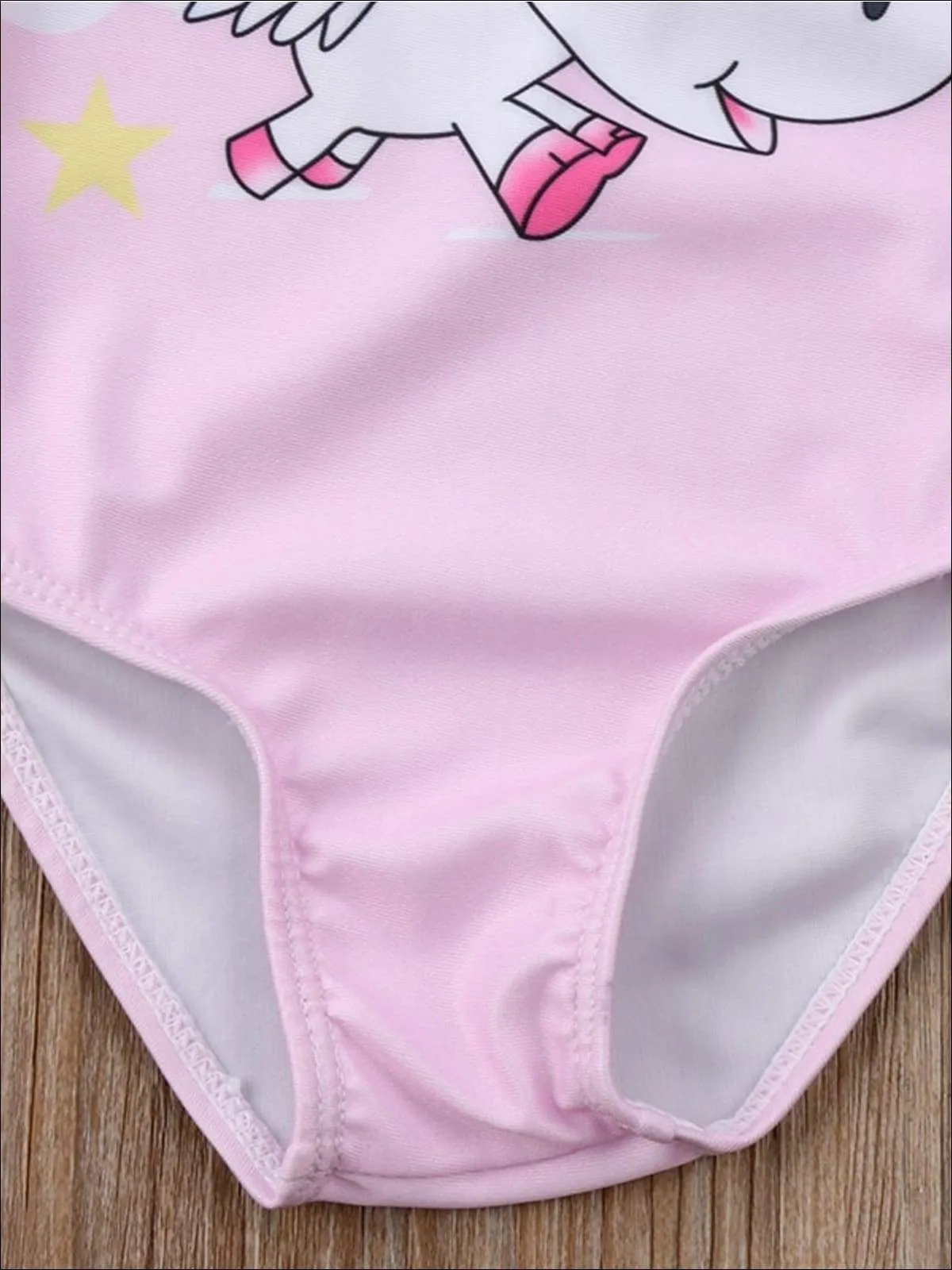 Girls Pink Halter Unicorn Print Backless One Piece Swimsuit