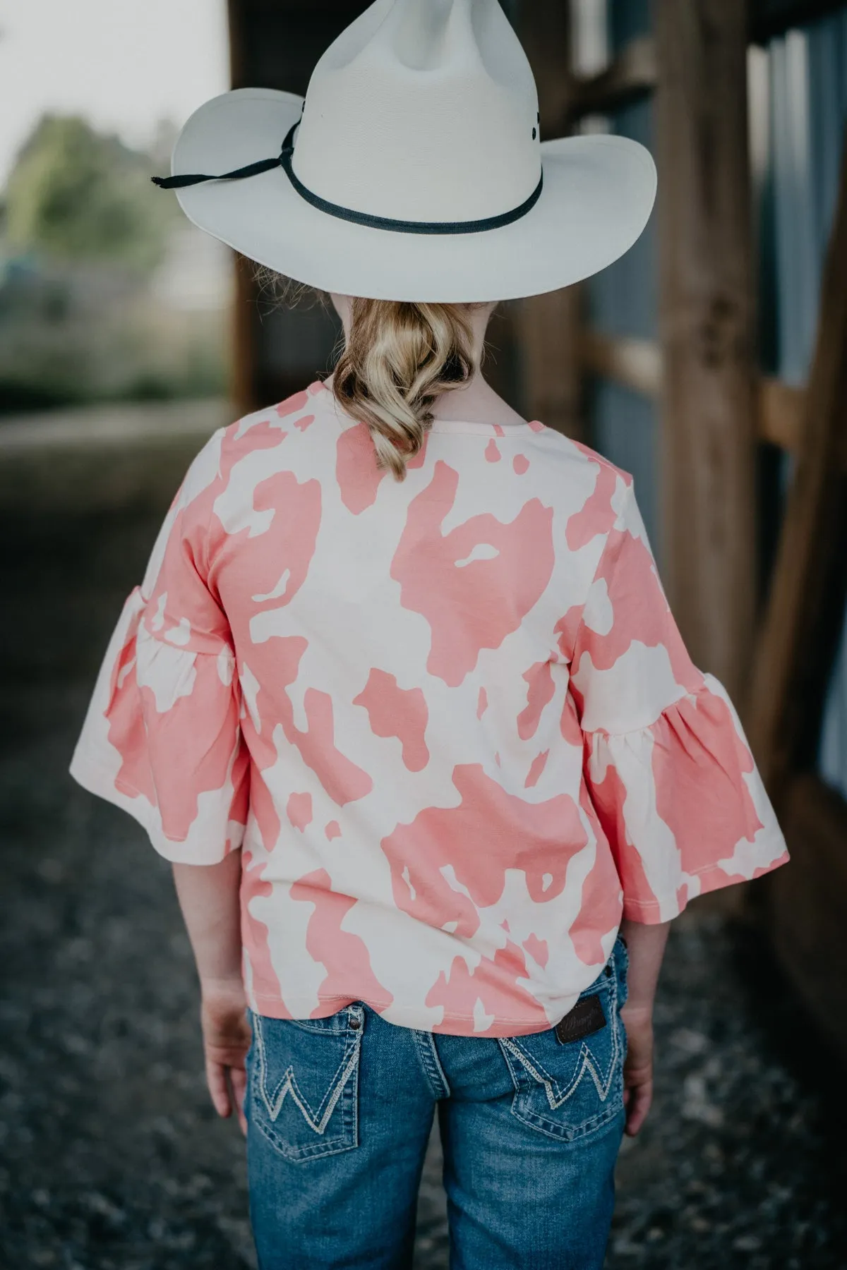 Girls Pink Wrangler Cowprint Top (XS Only)