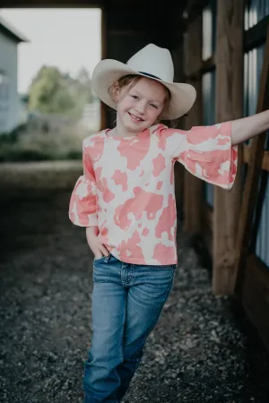 Girls Pink Wrangler Cowprint Top (XS Only)