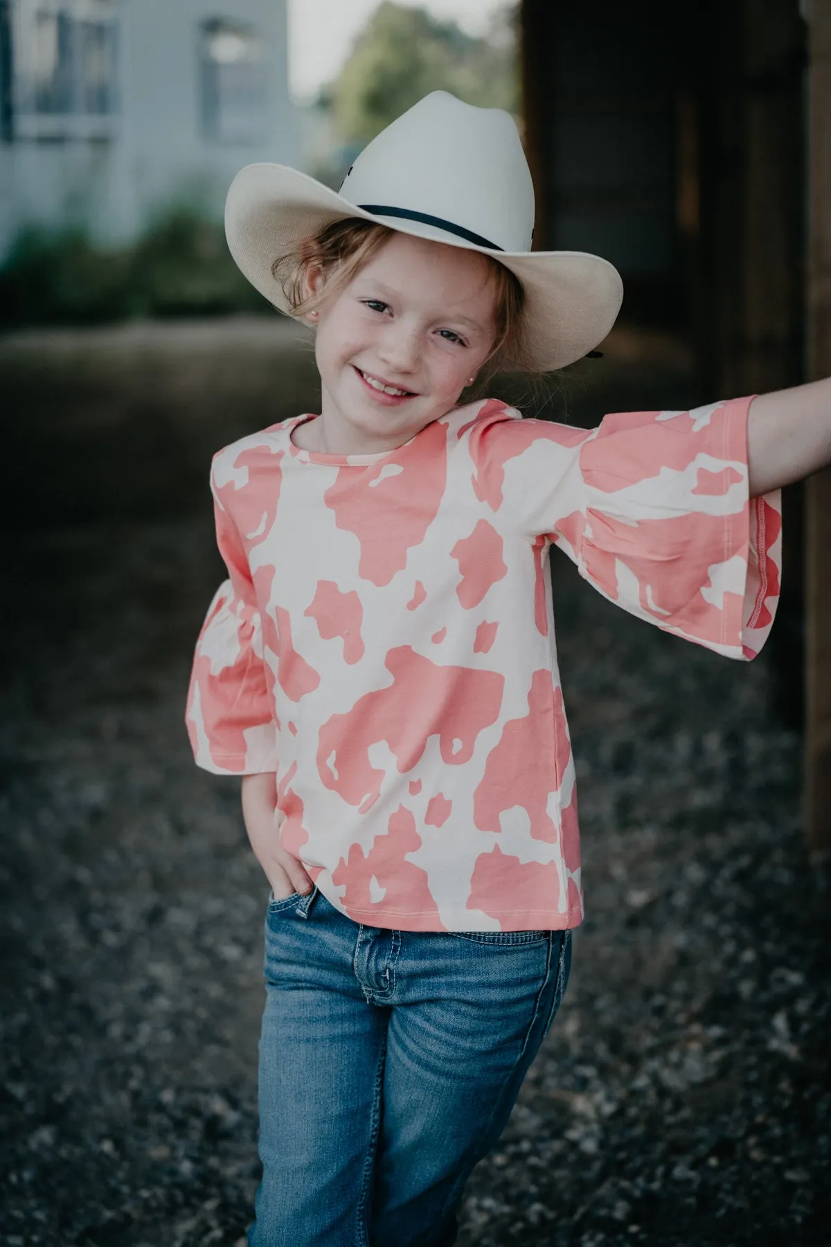 Girls Pink Wrangler Cowprint Top (XS Only)