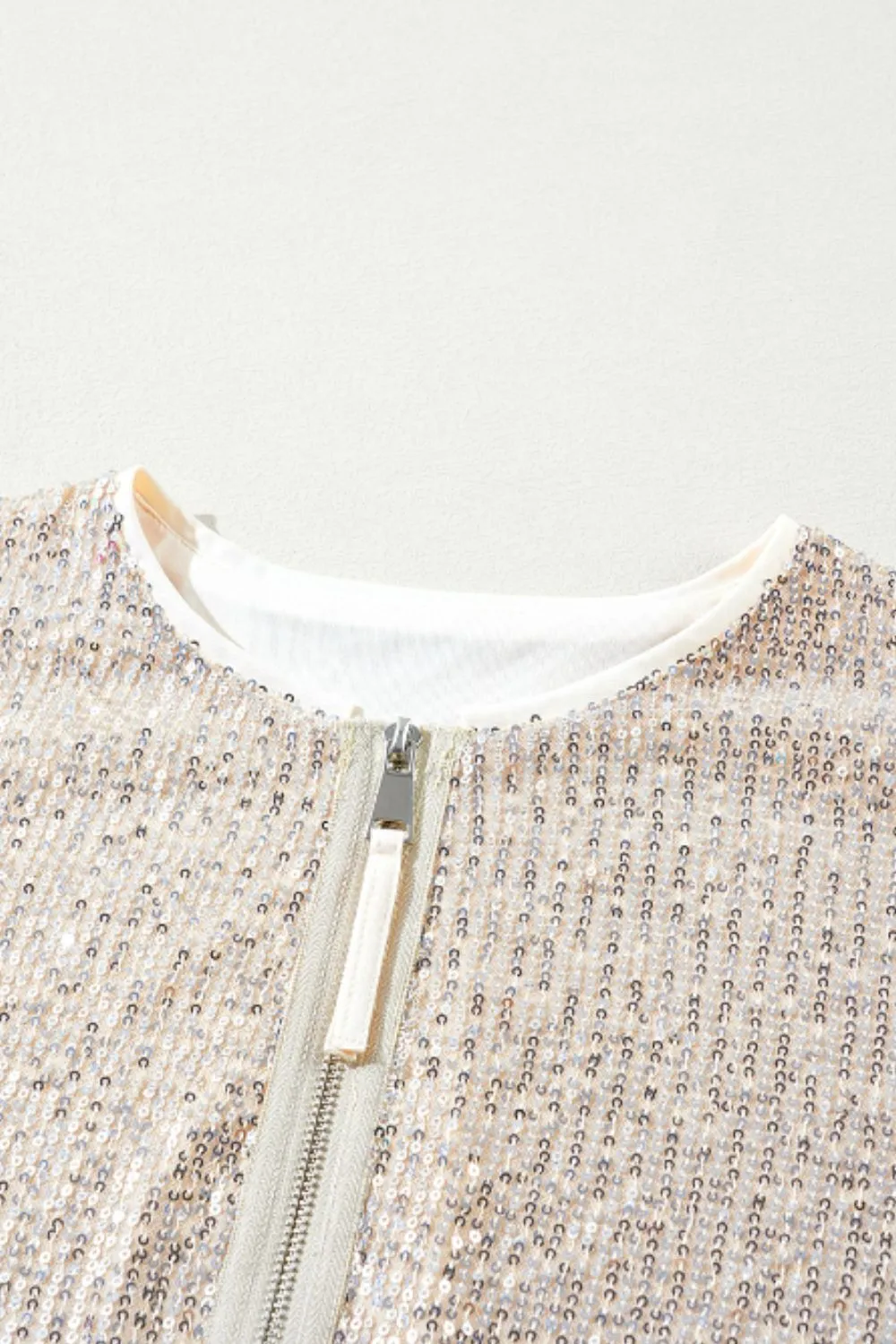 Glam Sequin Zip Up Long Sleeve Jacket