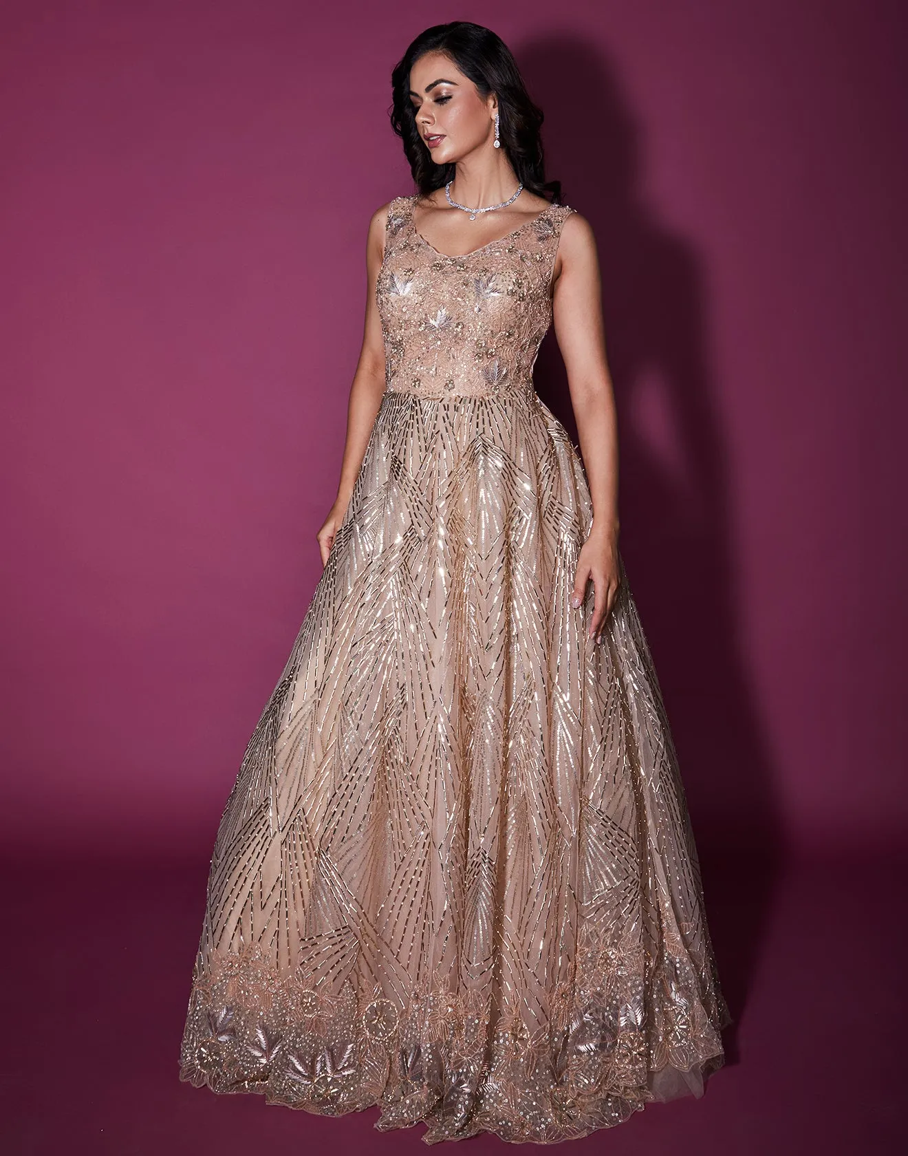 Gold Sand Embellished Bridal Gown