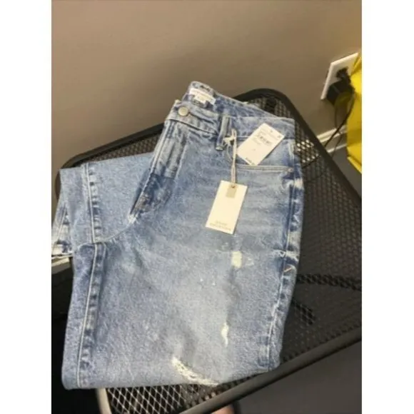 Good American Blue Jeans Distressed Hi-Rise Skinnyish Fit Indigo046 Women 4 NWT