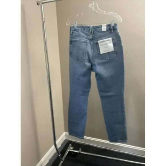 Good American Blue Jeans Distressed Hi-Rise Skinnyish Fit Indigo046 Women 4 NWT