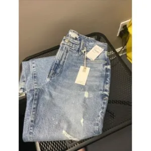 Good American Blue Jeans Distressed Hi-Rise Skinnyish Fit Indigo046 Women 4 NWT