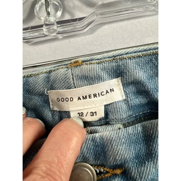 Good American Distressed Light Wash Skinny Jeans Size 12/31