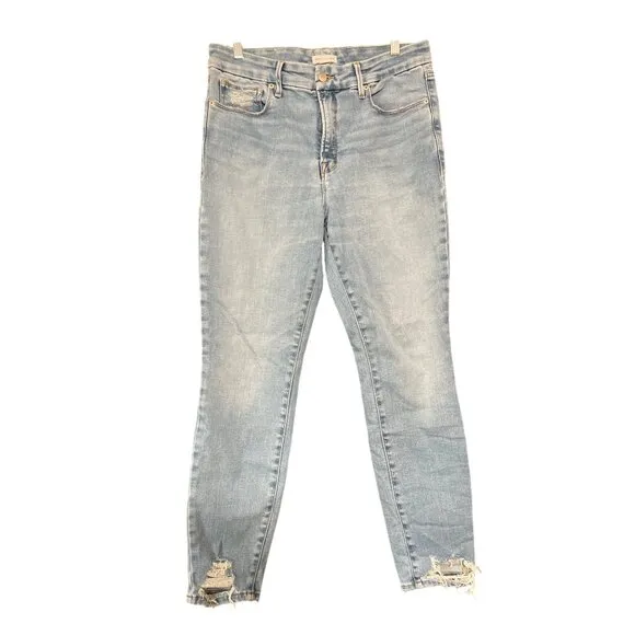 Good American Distressed Light Wash Skinny Jeans Size 12/31