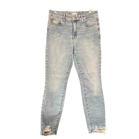 Good American Distressed Light Wash Skinny Jeans Size 12/31