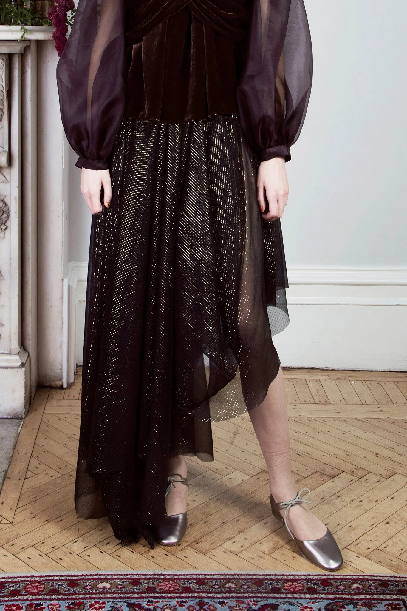 Gracie Gilded Silk Skirt