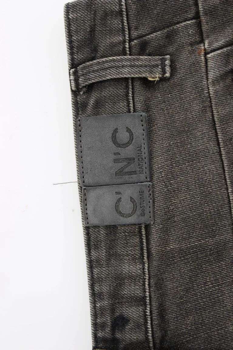 Gray distressed jeans
