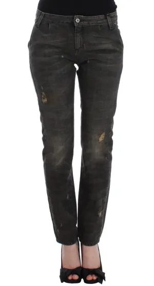 Gray distressed jeans