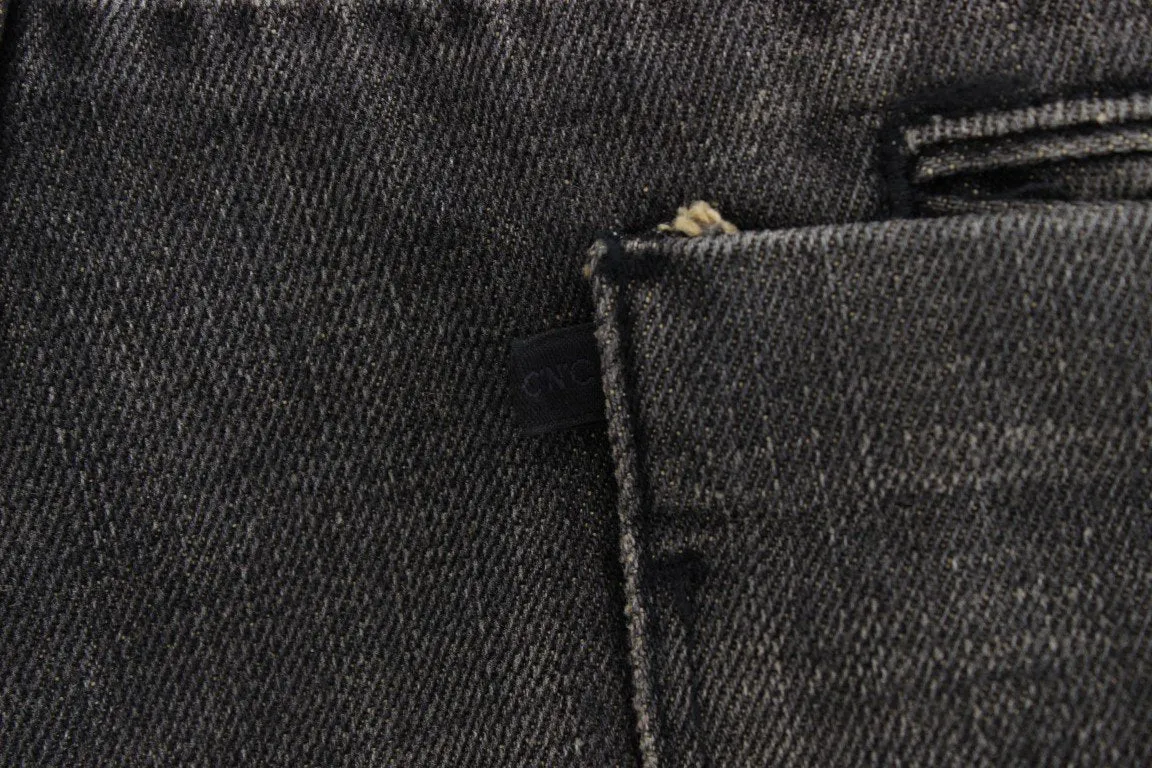 Gray distressed jeans