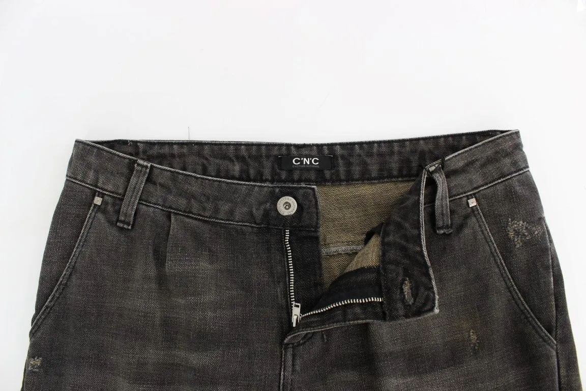 Gray distressed jeans