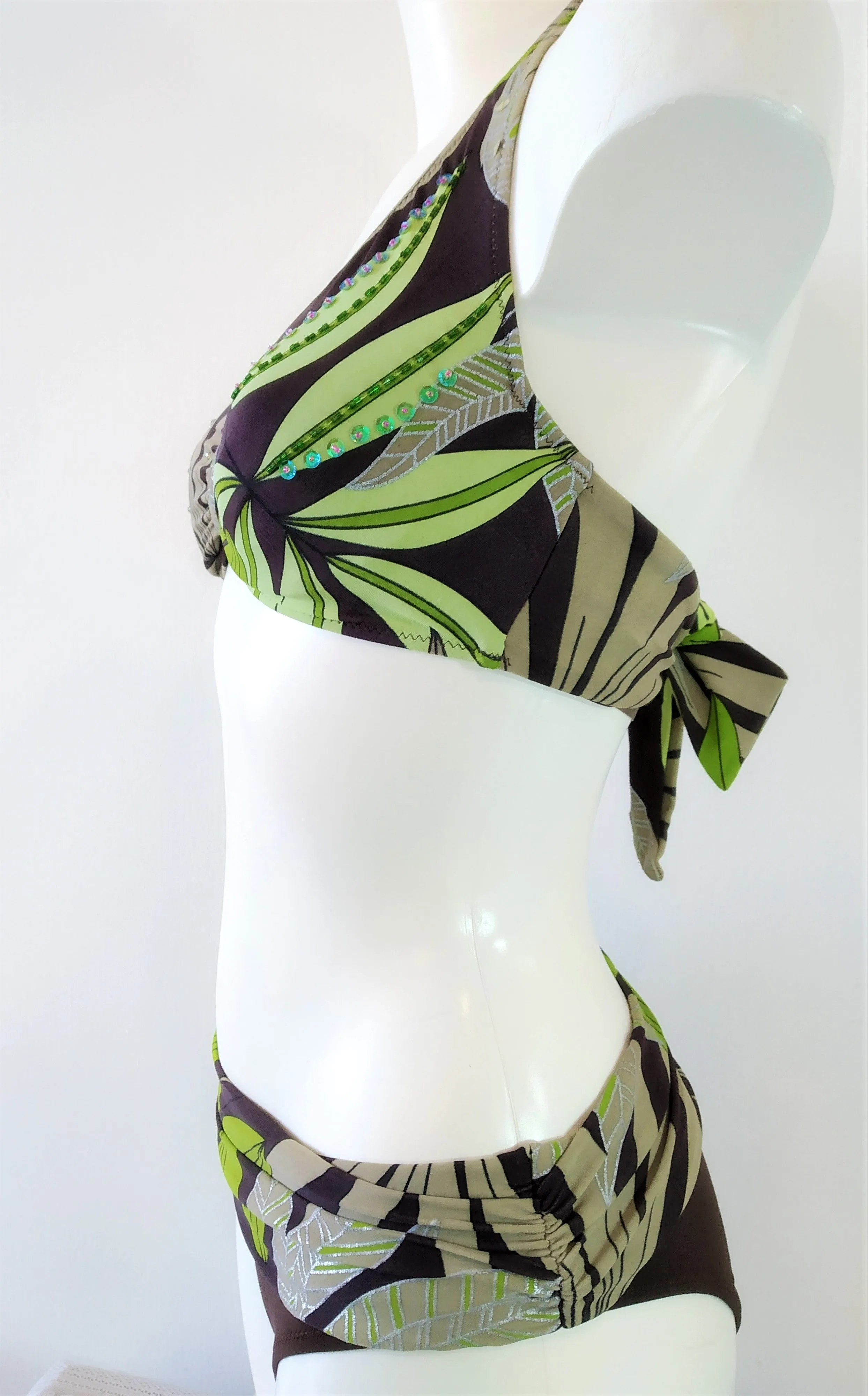 Green Leaves Bikini underwire halter