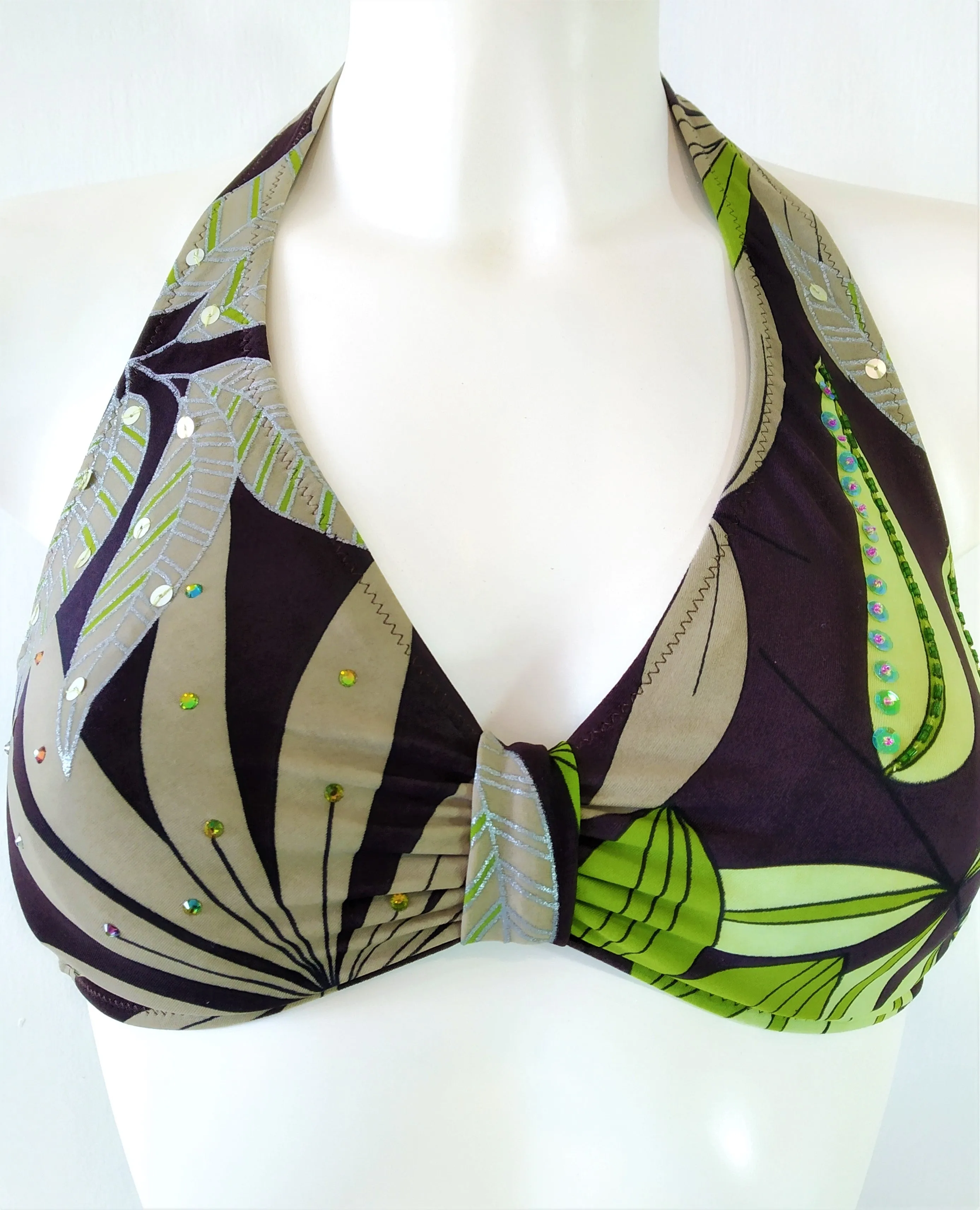 Green Leaves Bikini underwire halter