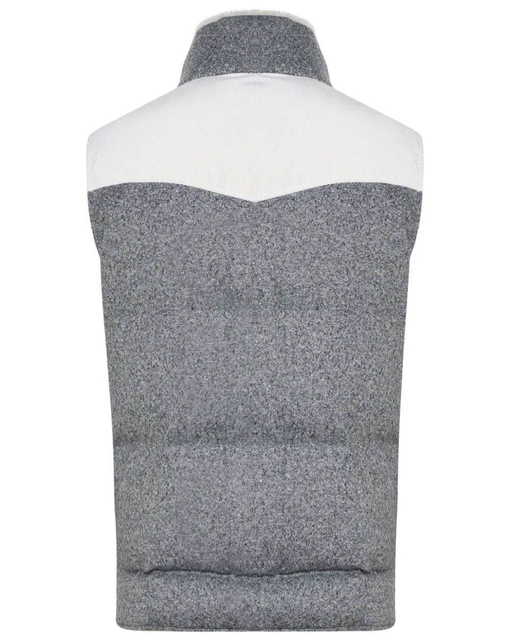 Grey Wool Blend Paneled Vest with Shearling Collar