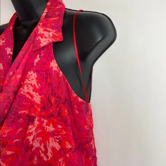 Halston Printed Cowl Gown Poppy Kaleidoscope size 14 Maxi Dress Chiffon NWT
