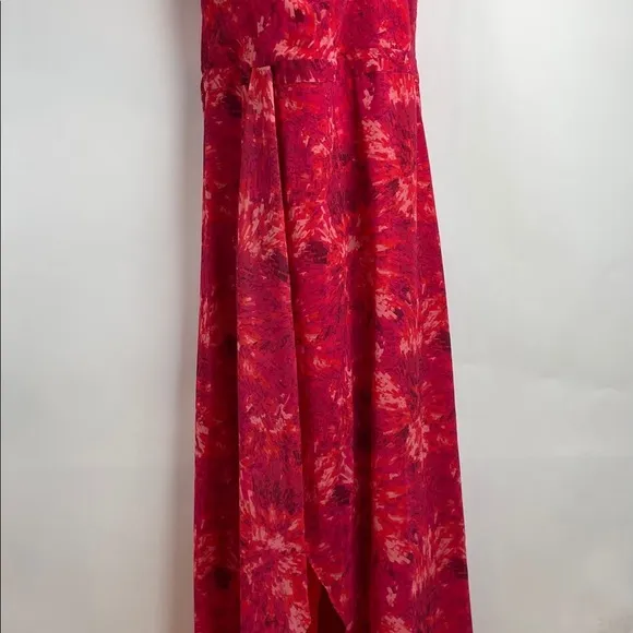 Halston Printed Cowl Gown Poppy Kaleidoscope size 14 Maxi Dress Chiffon NWT