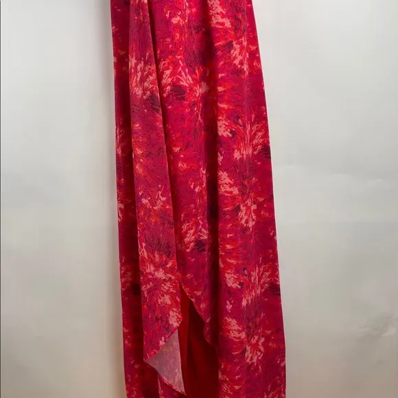Halston Printed Cowl Gown Poppy Kaleidoscope size 14 Maxi Dress Chiffon NWT