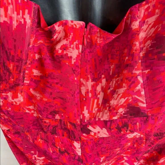 Halston Printed Cowl Gown Poppy Kaleidoscope size 14 Maxi Dress Chiffon NWT