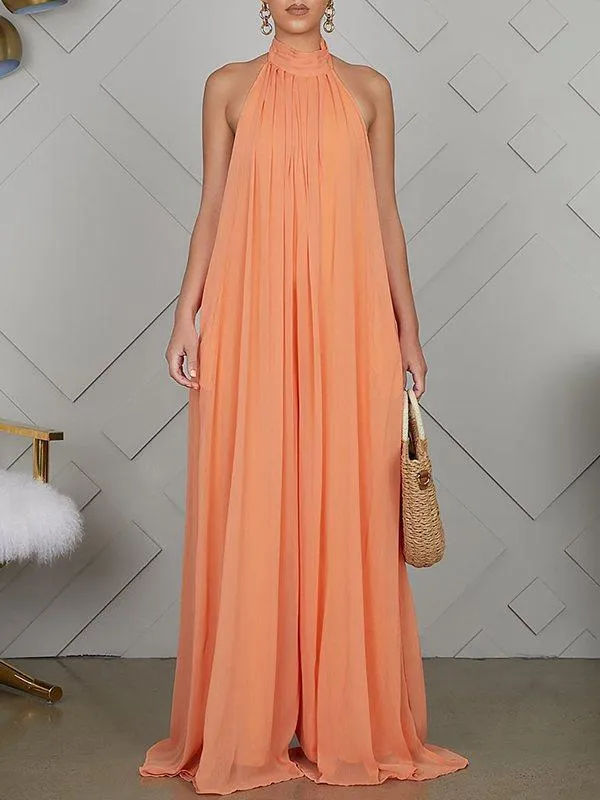 Halter Chiffon Jumpsuit--Clearance