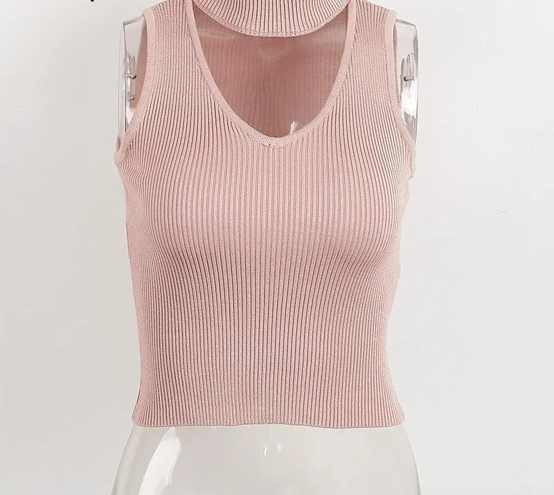 Halter Knitted Sleeveless Tank Top