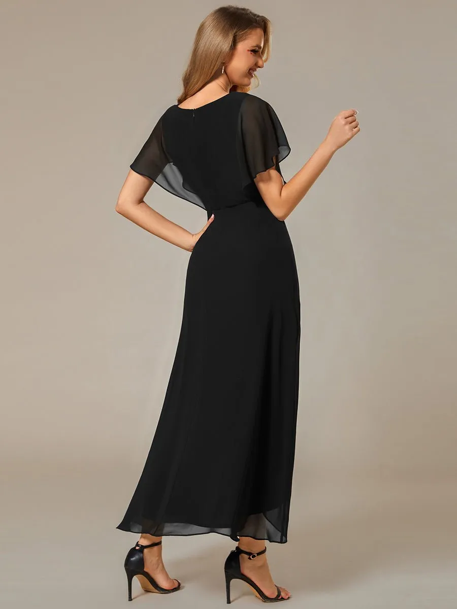 Haydie high low midi cape evening dress in black s22 Express NZ wide